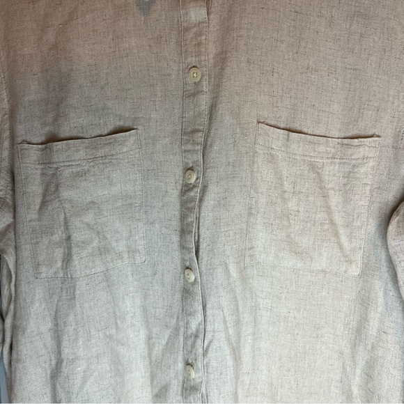 Falls Creek Linen Rayon Button Up Shirt Neutral Beige Sz L Minimalist Natural - Picture 2 of 10